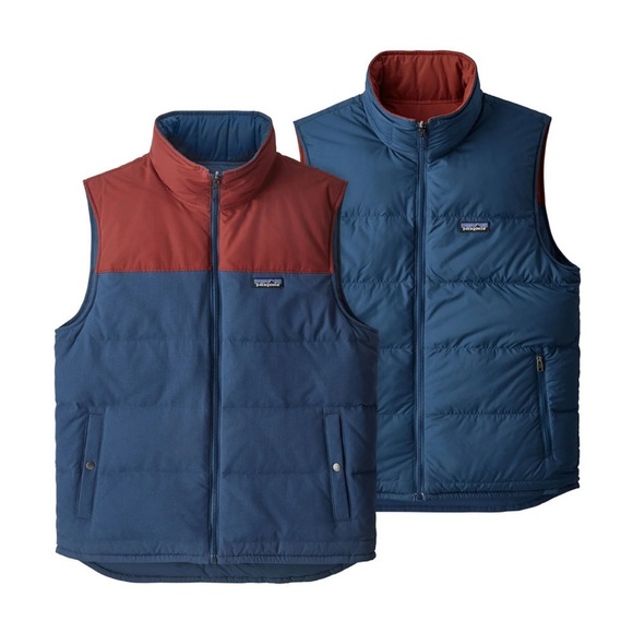 Patagonia Men's Reversible Bivy Full-Zip Quilted Down Vest Stone Blue Medium - Picture 1 of 11
